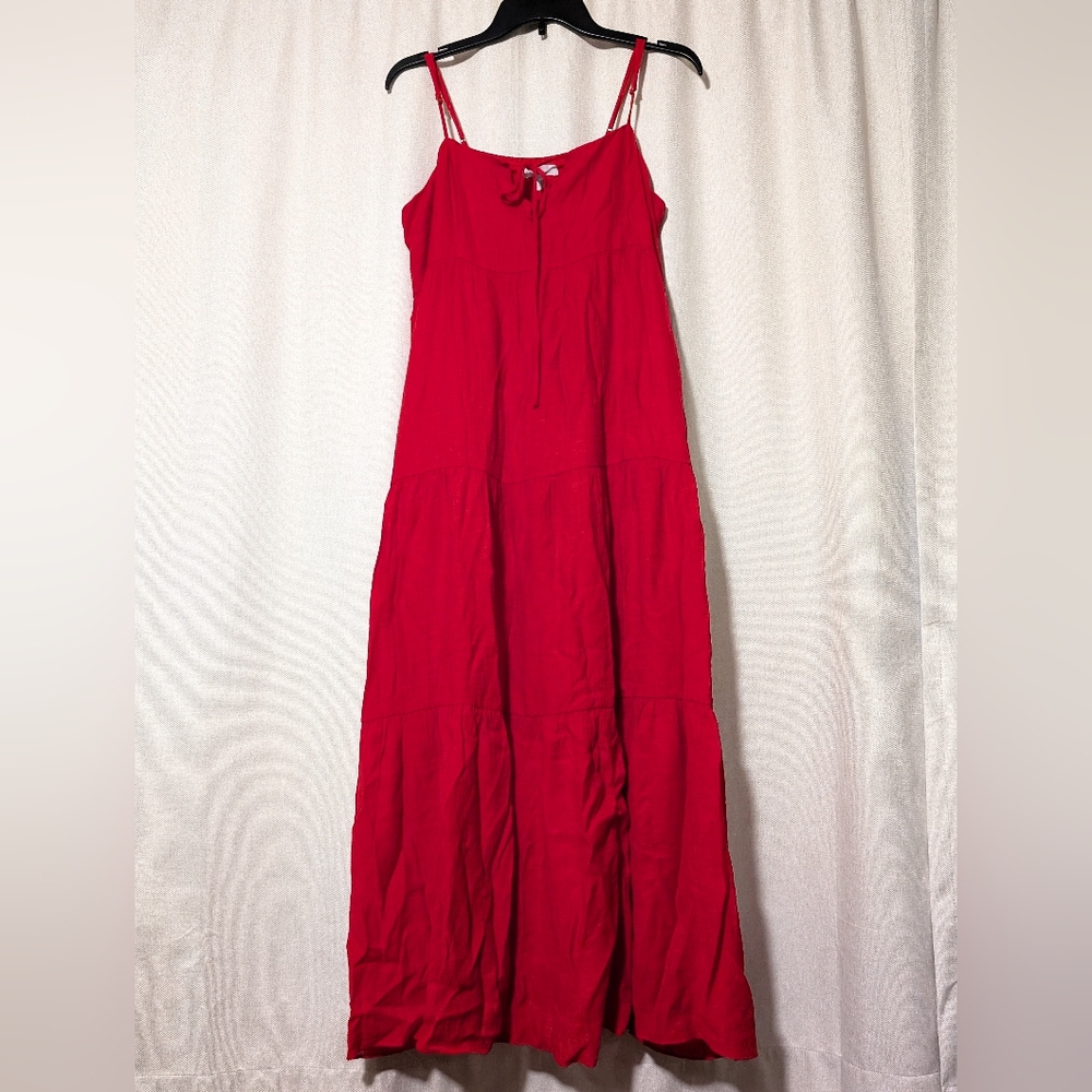 🌷Like New Chelsea28 Elegant Red Tiered Maxi Dress, Size XL - Picture 2 of 15
